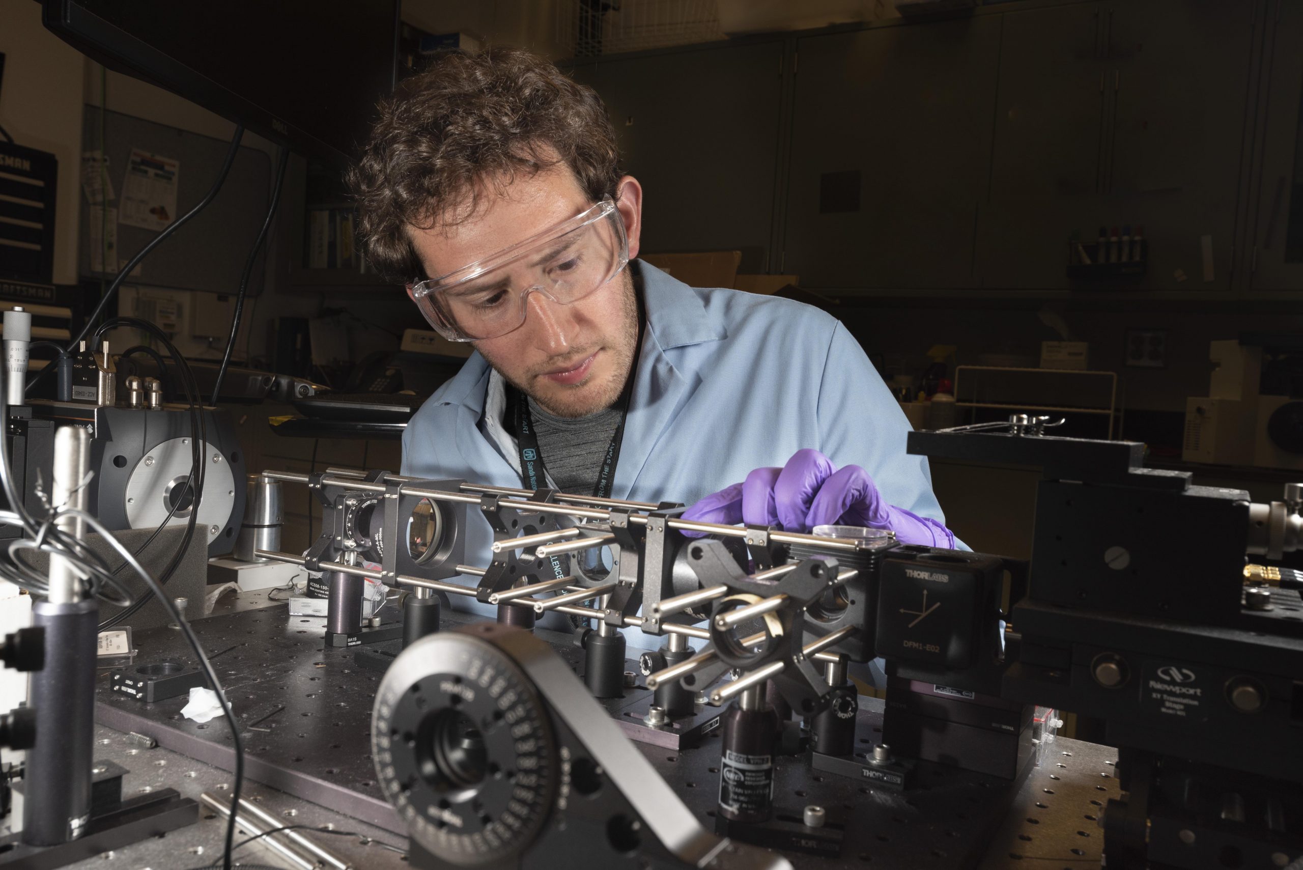 Adam Backer, an optical scientist at Sandia National Laboratories, helped develop an advanced microscopy technique that revealed highly tilted base pairs in a stretched form of DNA.