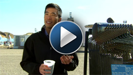 Click on the image to watch a video about Sandia National Laboratories’ R&D 100 award winning falling particle receiver. The receiver is part of Sandia's proposed design for a high temperature concentrating solar power pilot plant.