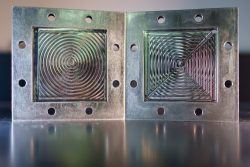 The interior of a lithium-sulfur flow battery being designed at Sandia National Laboratories. A partnership between technical experts at Sandia and local entrepreneurs aims to get these batteries to market faster.