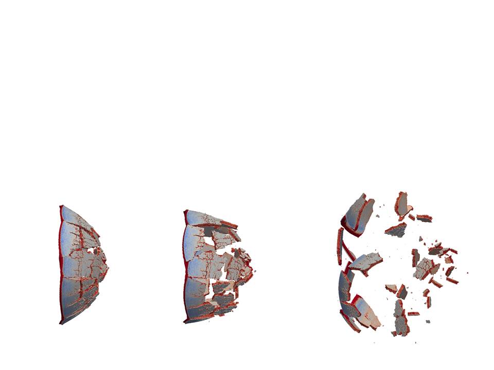 A computer model shows a simulation of explosively driven plate expansion and fragmentation. Researchers at Sandia National Laboratories want to know how pipe bombs and other improvised explosive devices come apart and how much destruction they cause to learn how to mitigate that damage.