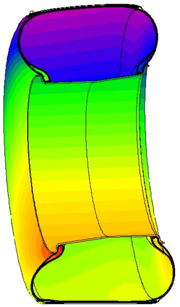 Nascar cornering design is shown in this tire simulation.