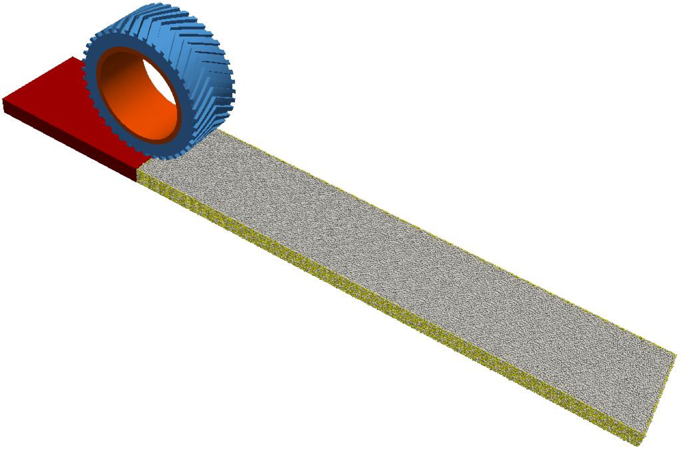 A snow tire's performance is detailed in this simulation.