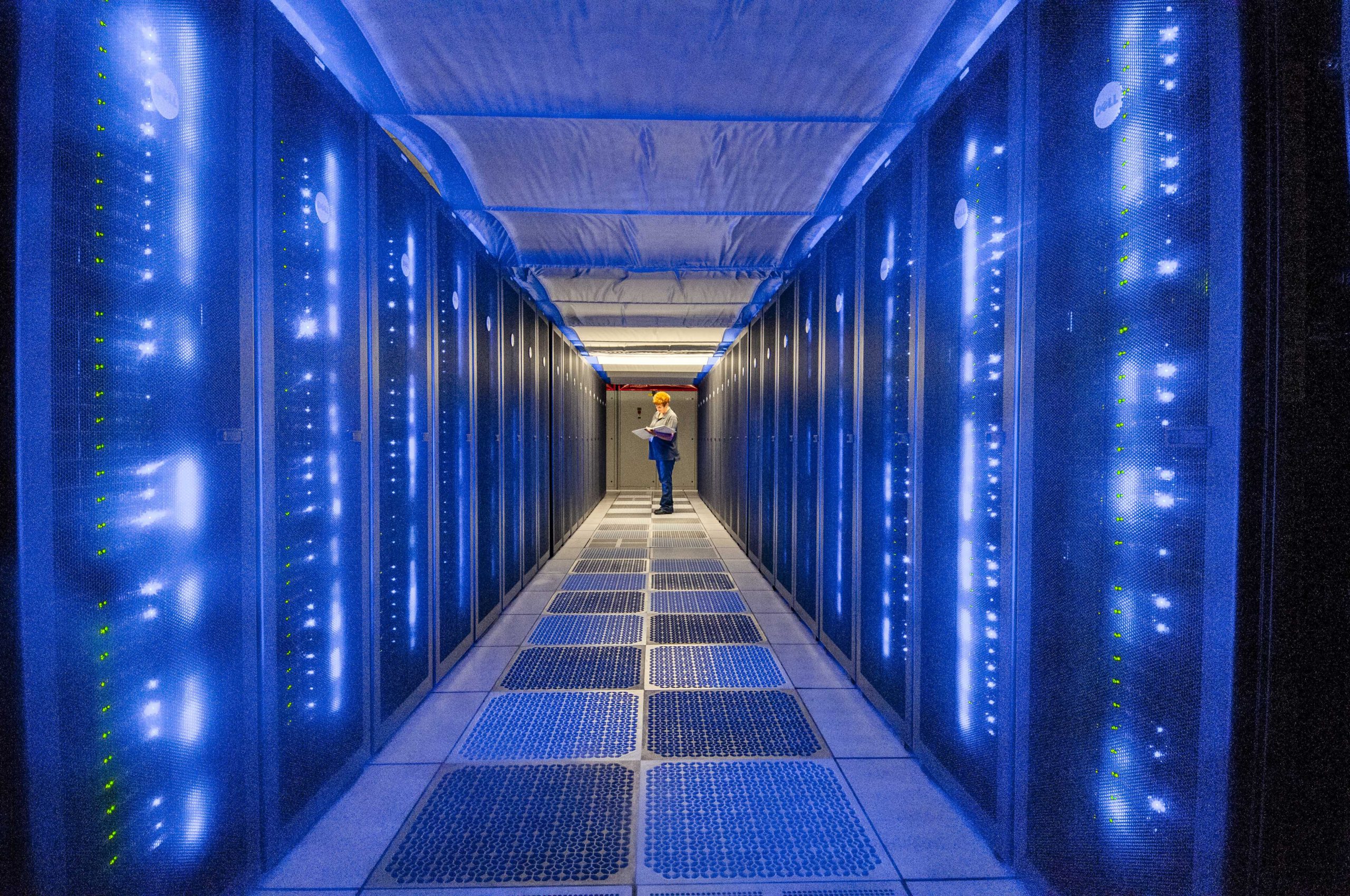 An employee completes a walkthrough of the Thunderbird computer. Sandia National Laboratories awarded its largest subcontract to New Mexico small business Encantado Technical Solutions, LLC, during fiscal year 2021.