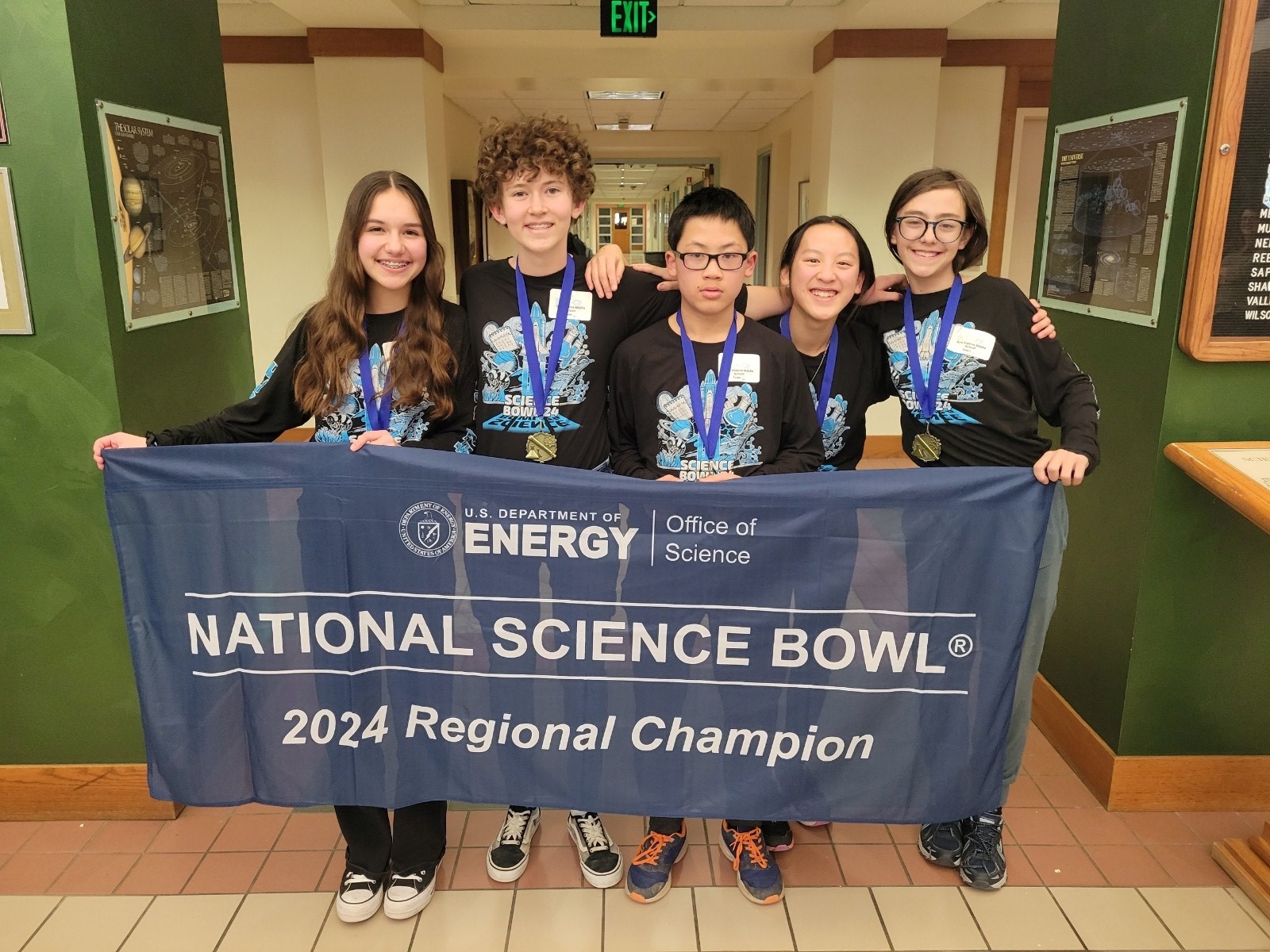 First place Los Alamos Middle School team, from left, Rafa Rocha, Aven Heavner, Kevin Zou, Julia Zou and Amelia Dolejsi.