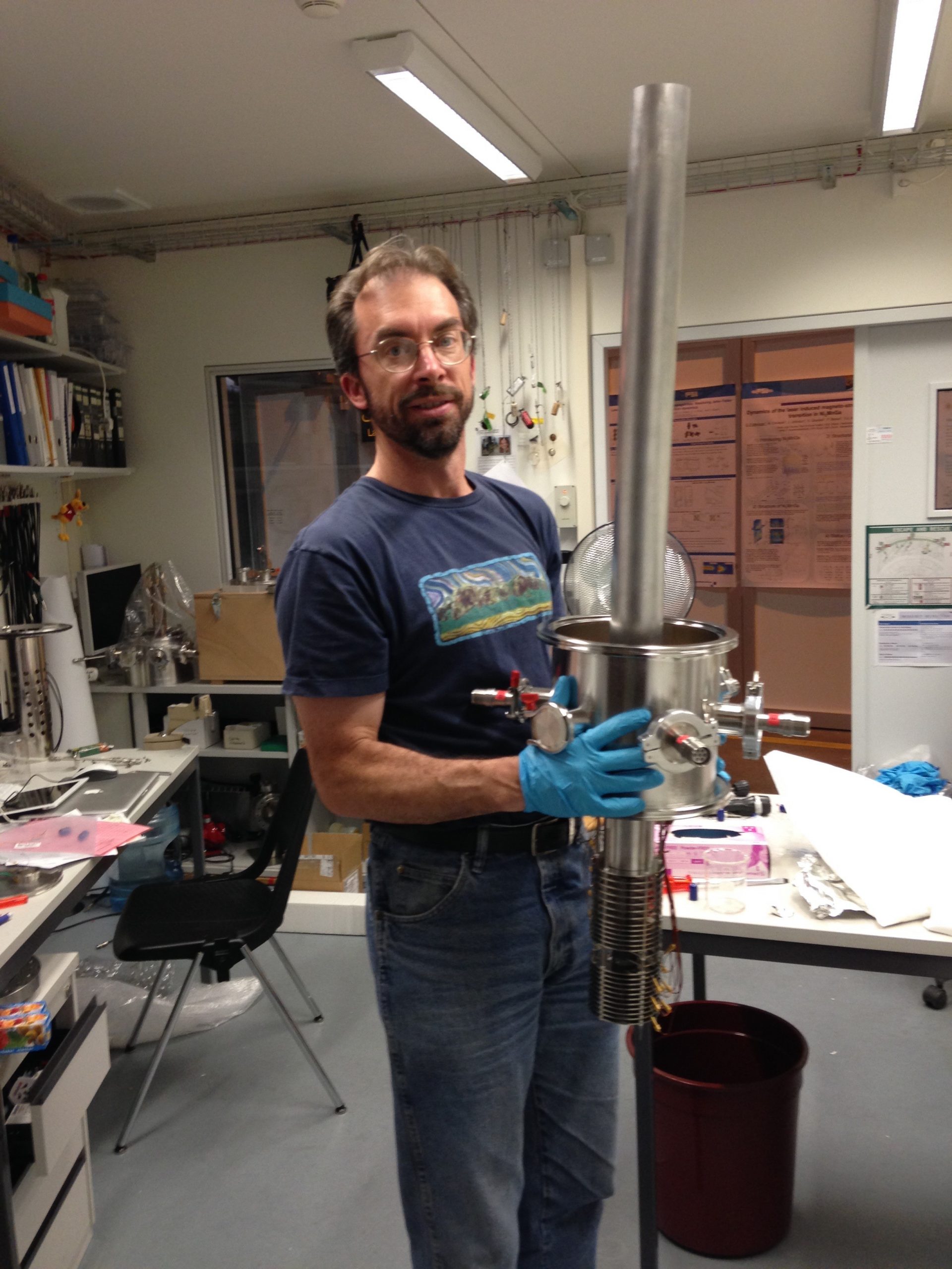 Sandia National Laboratories chemist David Osborn works on a key part of the PEPICO instrument.