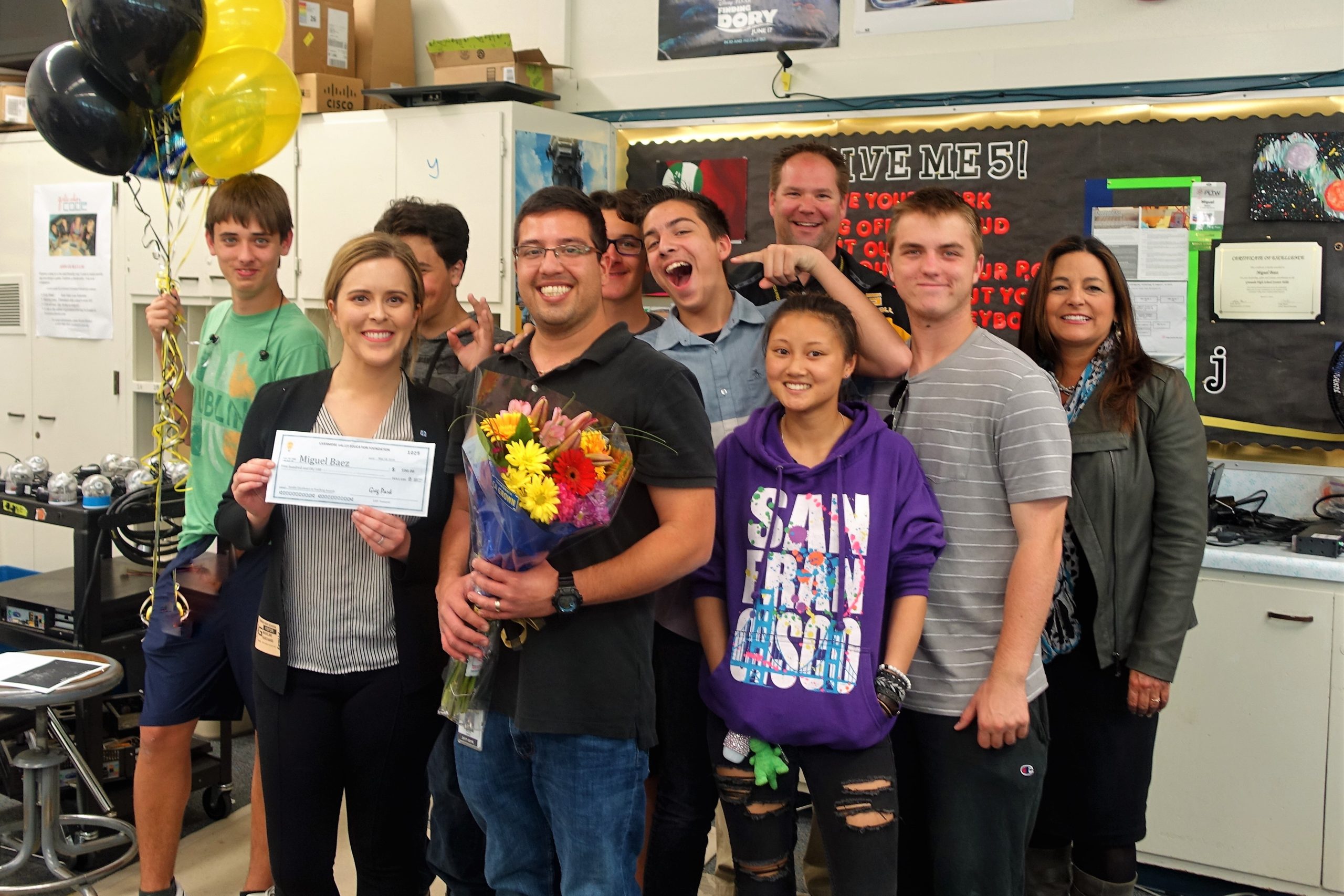 Miguel Baez, Granada High School computer science teacher, was recently surprised with the 2018 Sandia National Laboratories Excellence in Teaching Award.
