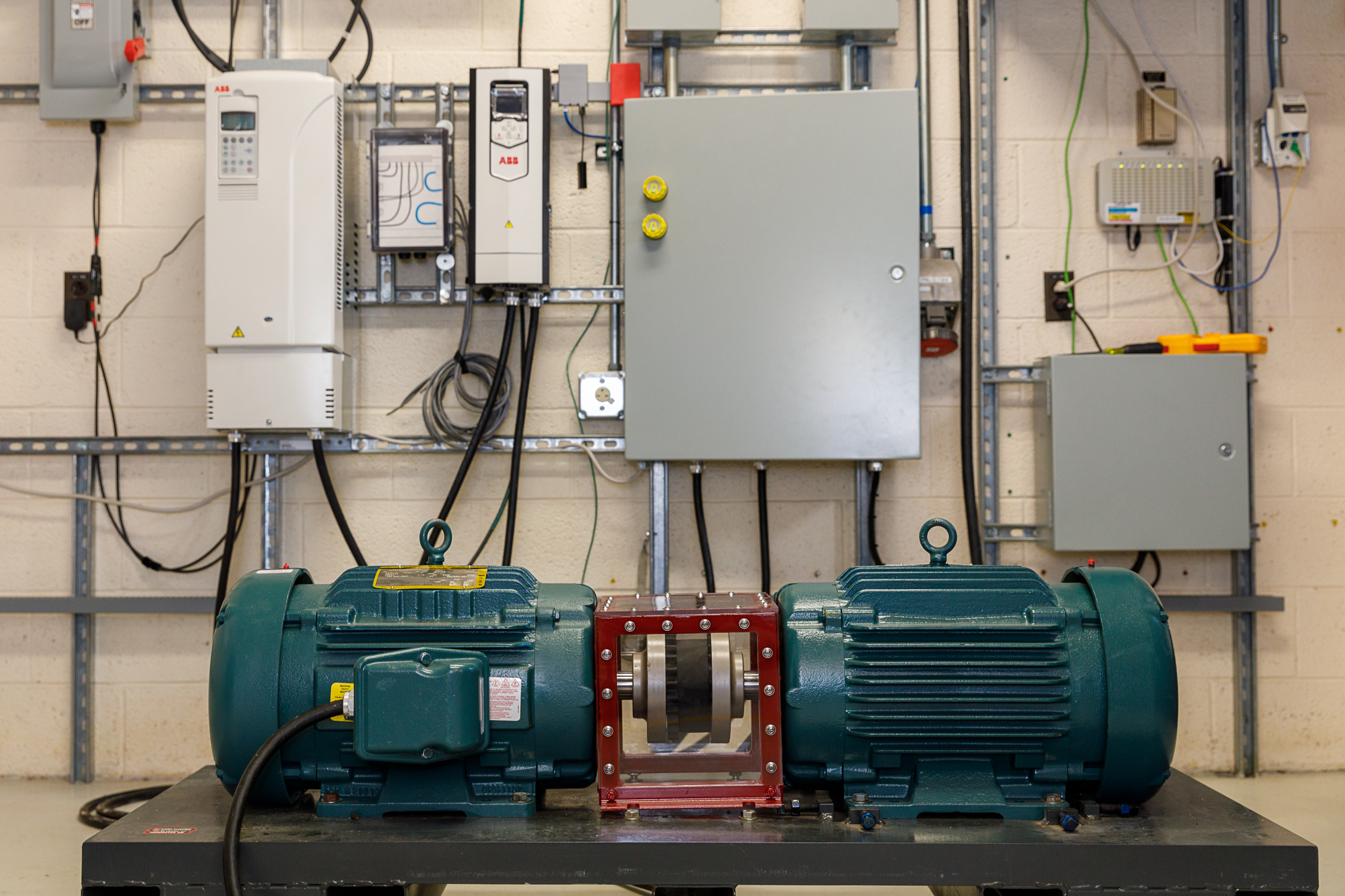 The scaled down turbine motor is connected to software that will allow the Sandia National Laboratories team to emulate a variety of conditions and tackle the challenges of using wind power as part of a microgrid for remote communities.