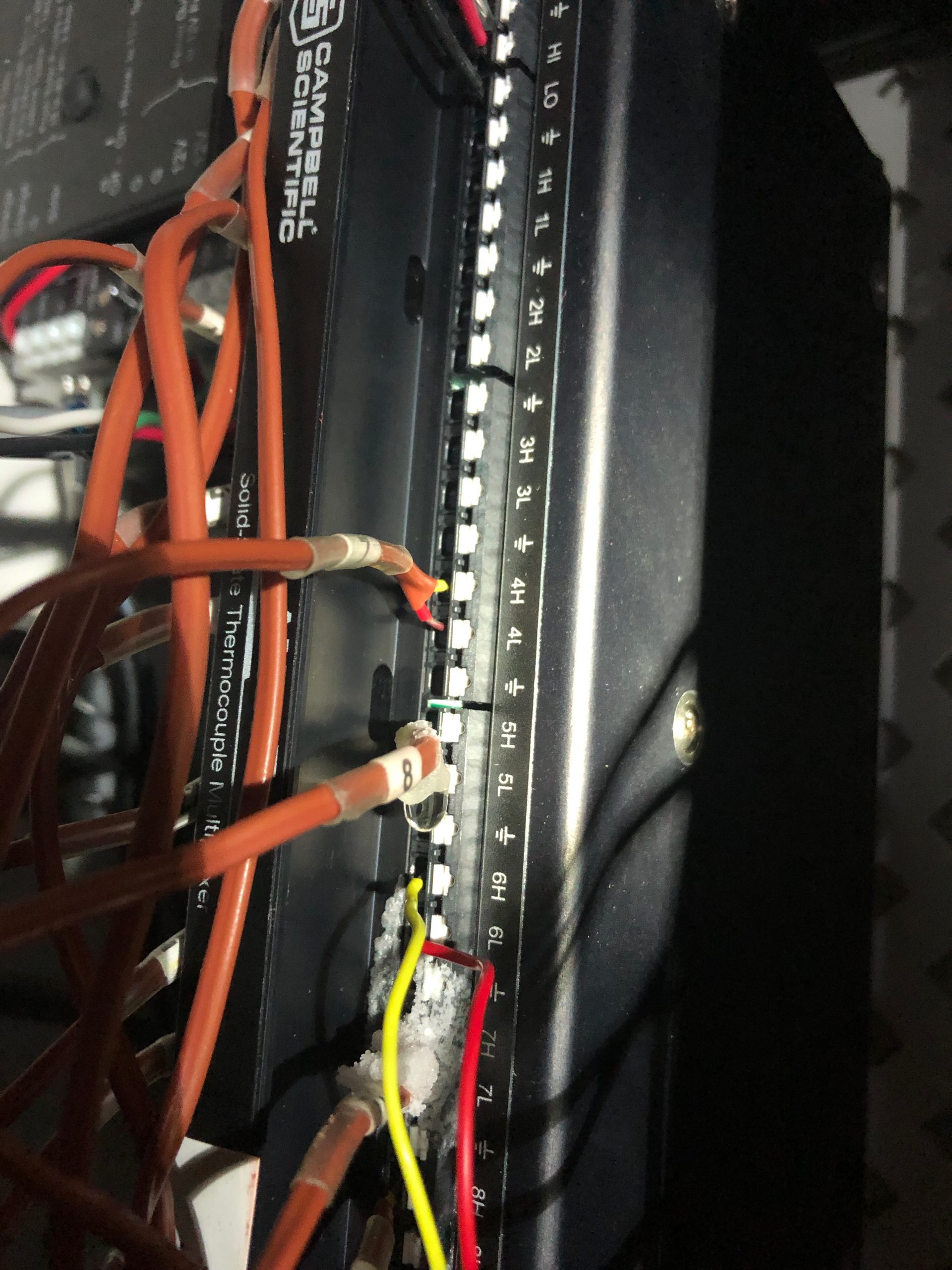 An example of corroded electronic equipment from brine seeping down an insulated wire. The pervasive nature of brine in the Waste Isolation Pilot Plant was just one of the challenges the Sandia National Laboratories-led research team overcame during the first two phases of their experiment.