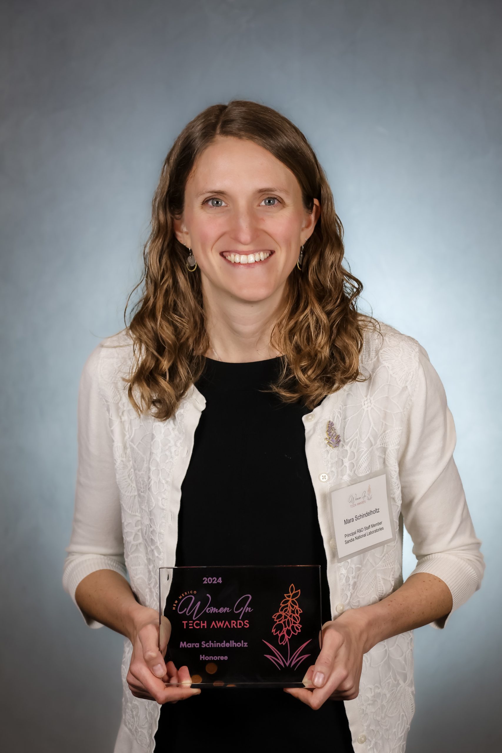 Mara Schindelholz, principal research and development staff member at Sandia National Laboratories, was honored with a 2024 New Mexico Women in Tech Award from the New Mexico Technology Council.