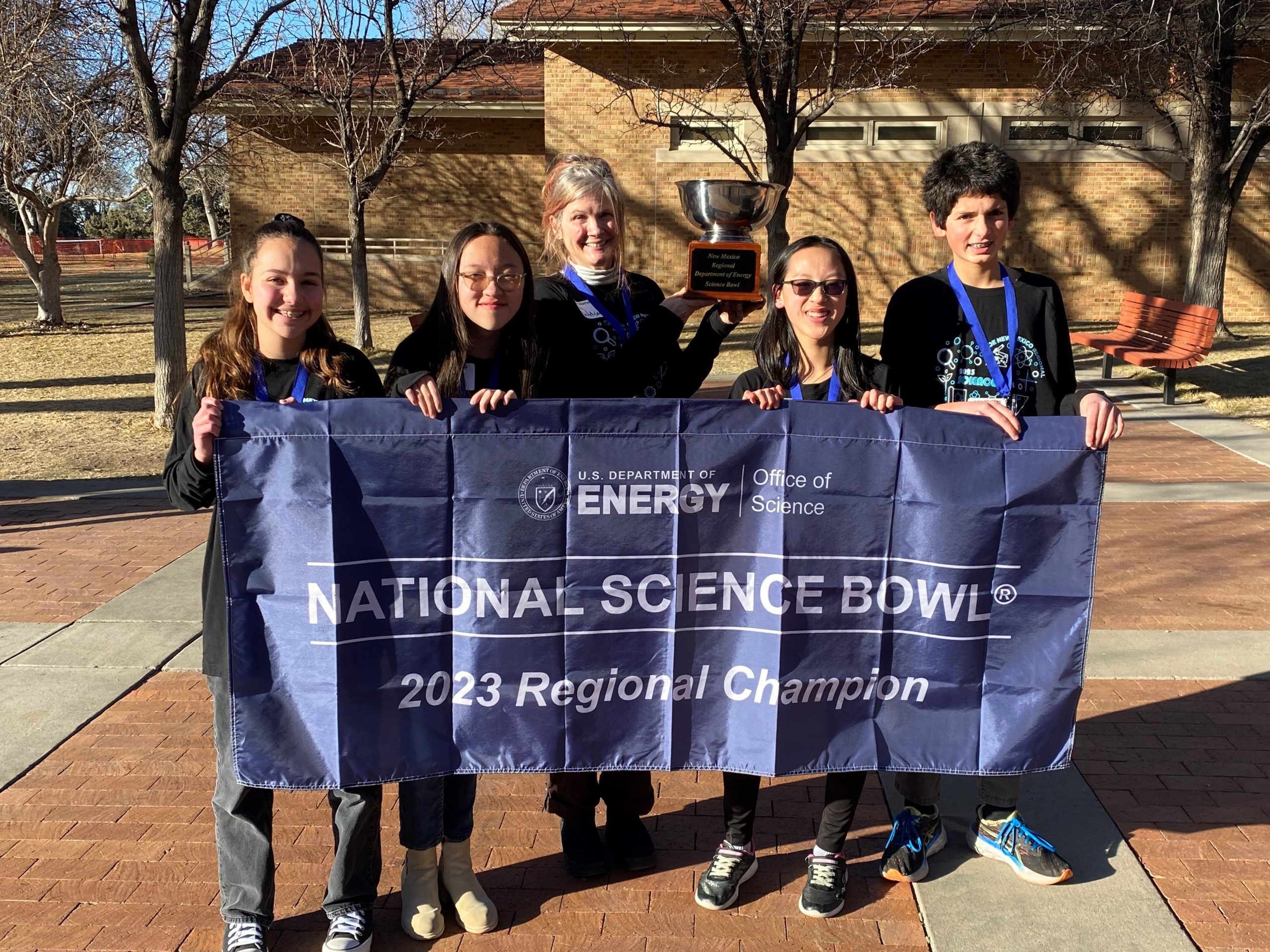 Los Alamos Middle School Team 2: Rafa Rocha, left, Lydia Davis, Amy Bartlett-Gaunt, Julia Zou, Drew Bacrania.