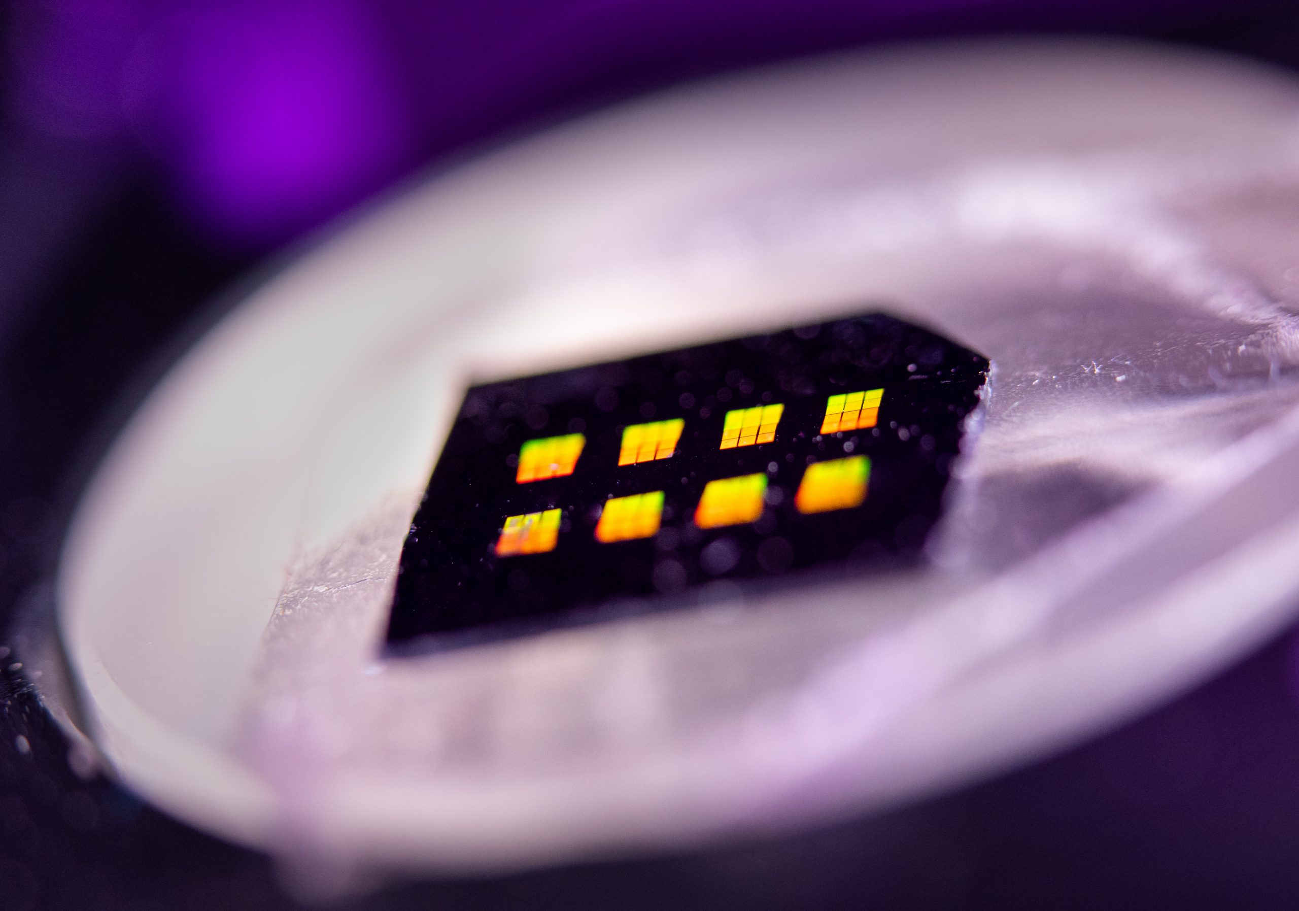 A metasurface sample is used for the beam steering with each reflective patch containing thousands of meta-atoms designed to dynamically steer incoherent light.