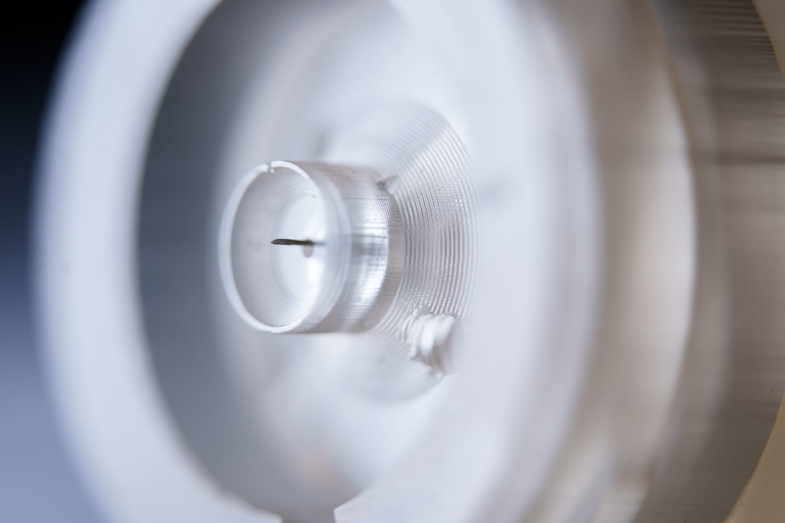 Microneedles measure about a millimeter long, as seen here on an extraction device. Sandia National Laboratories researchers say comfort is important when designing the microneedles to extract interstitial fluid.