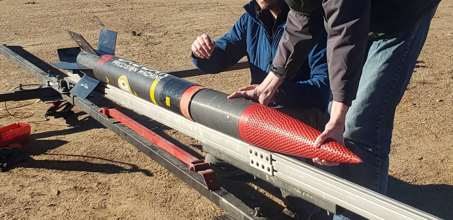 The dimpled rocket created by Sal Rodriguez and Graham Monroe was tested in December of 2022.