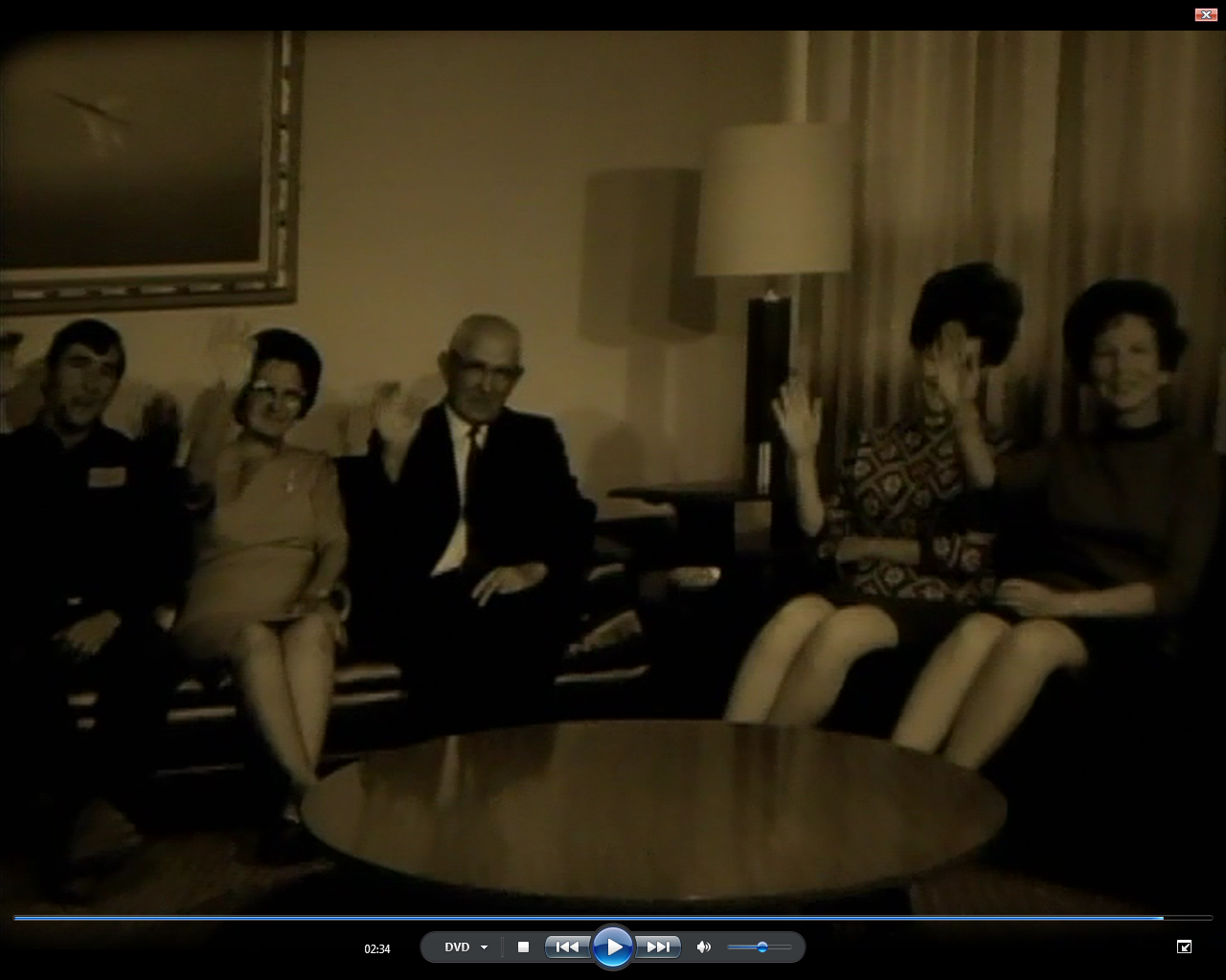 A frame from Art Sena’s family film shows, from left, his brother, grandparents, girlfriend and mom. “Everybody spoke,” Art said. “It was a wonderful thing.”
