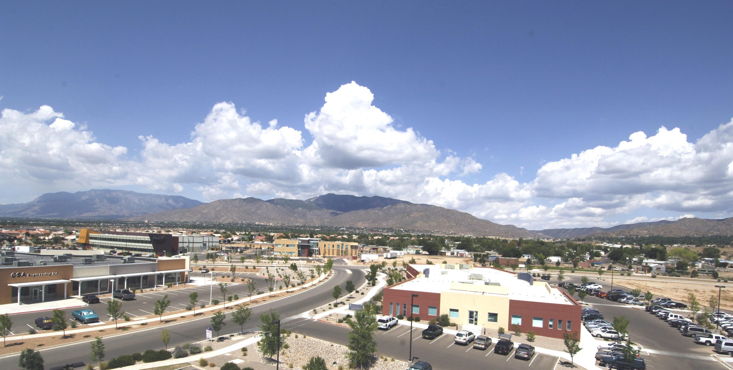 Sandia Science & Technology Park, looking east. (Photo courtesy of SS&TP)<br />
Download 300dpi JPEG image, “microlab-doty.jpg,” 412K (Media are welcome to download/publish this image with related news stories.)
