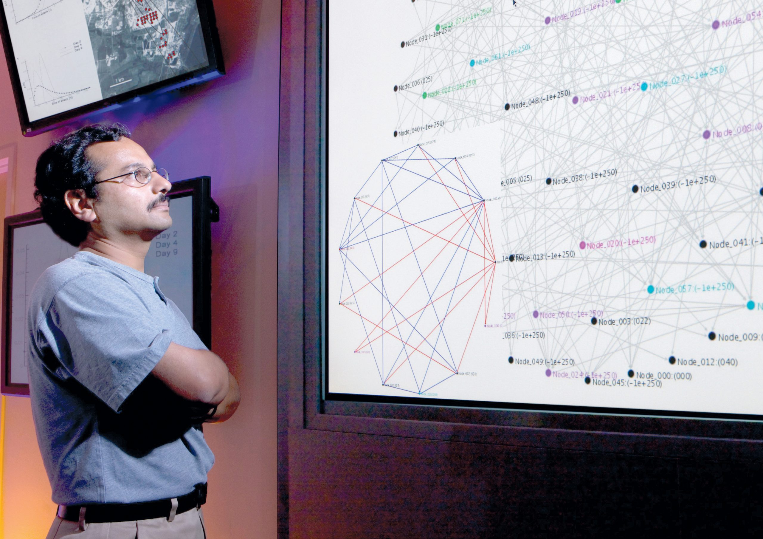 Sandia researcher Jaideep Ray has developed a model that can determine in the first few days of an epidemic how fast the disease will spread and how many people may be infected. (Photo by Randy Wong)<br />
Download 300dpi 6.3MB JPEG image (Media are welcome to download/publish this image with related news stories.)