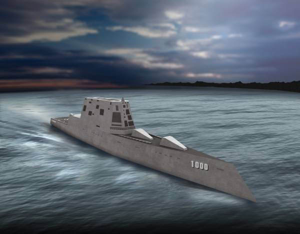 Sandia's Jess® rule engine will play a critical role with advanced technologies and features on the Navy's DDG 1000 destroyer ships, such as the one shown here. (Photo courtesy Northrop Grumman Corporation.<br />
Download 300dpi 2.6MB JPEG image (Media are welcome to download/publish this image with related news stories.)