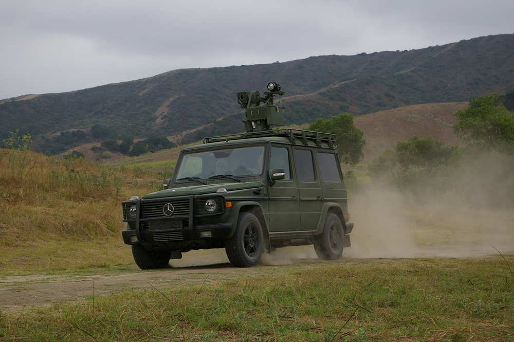 Sandia researchers conducted experiments driving a modified military vehicle.