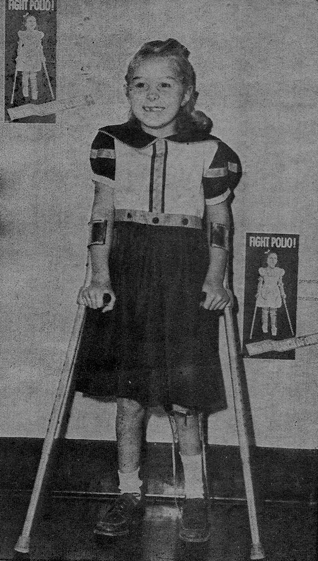 LITTLE REGINA HUNTER, seen here in a newspaper photo form 1955, was a March of Dimes poster child.