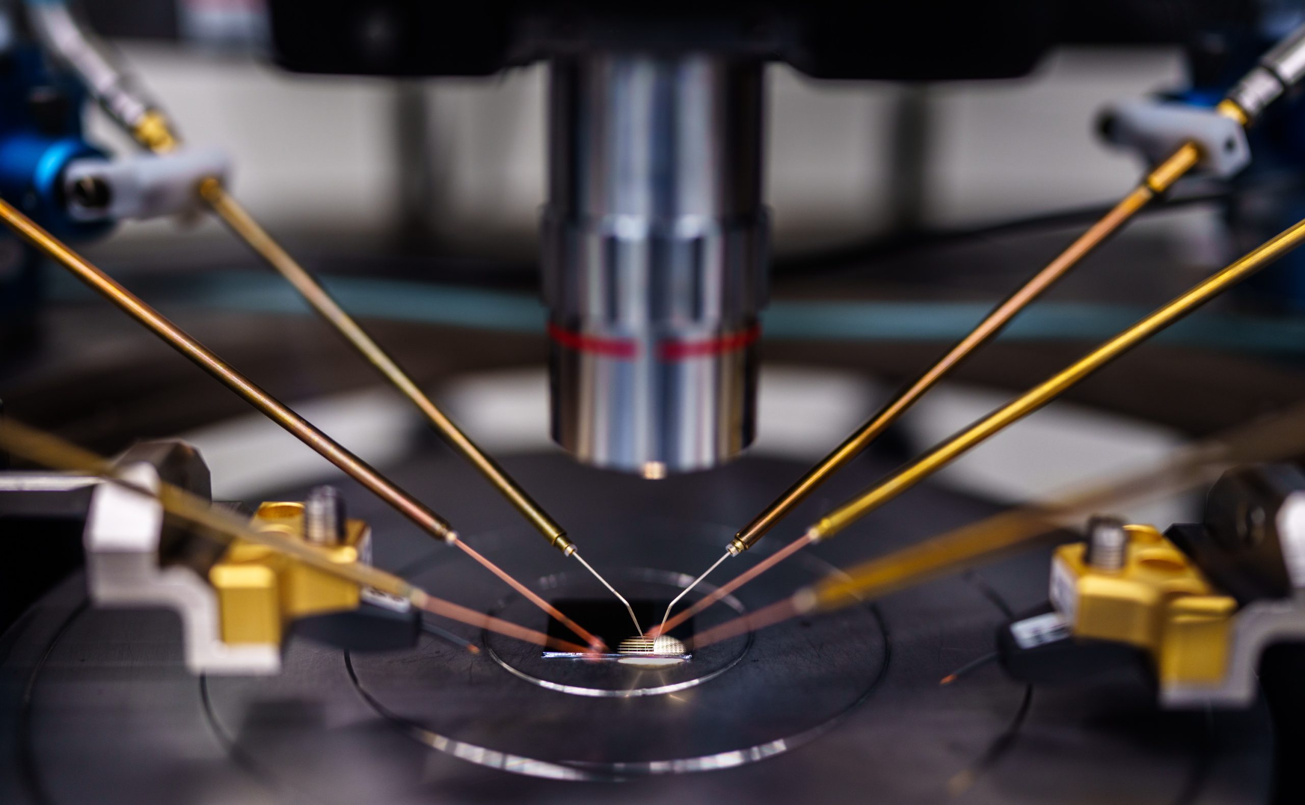 A semiconductor is tested to see if it meets specifications at Sandia’s MESAFab complex. The complex develops and maintains core semiconductor processing capabilities that enable customers to build differentiating microsystems products.