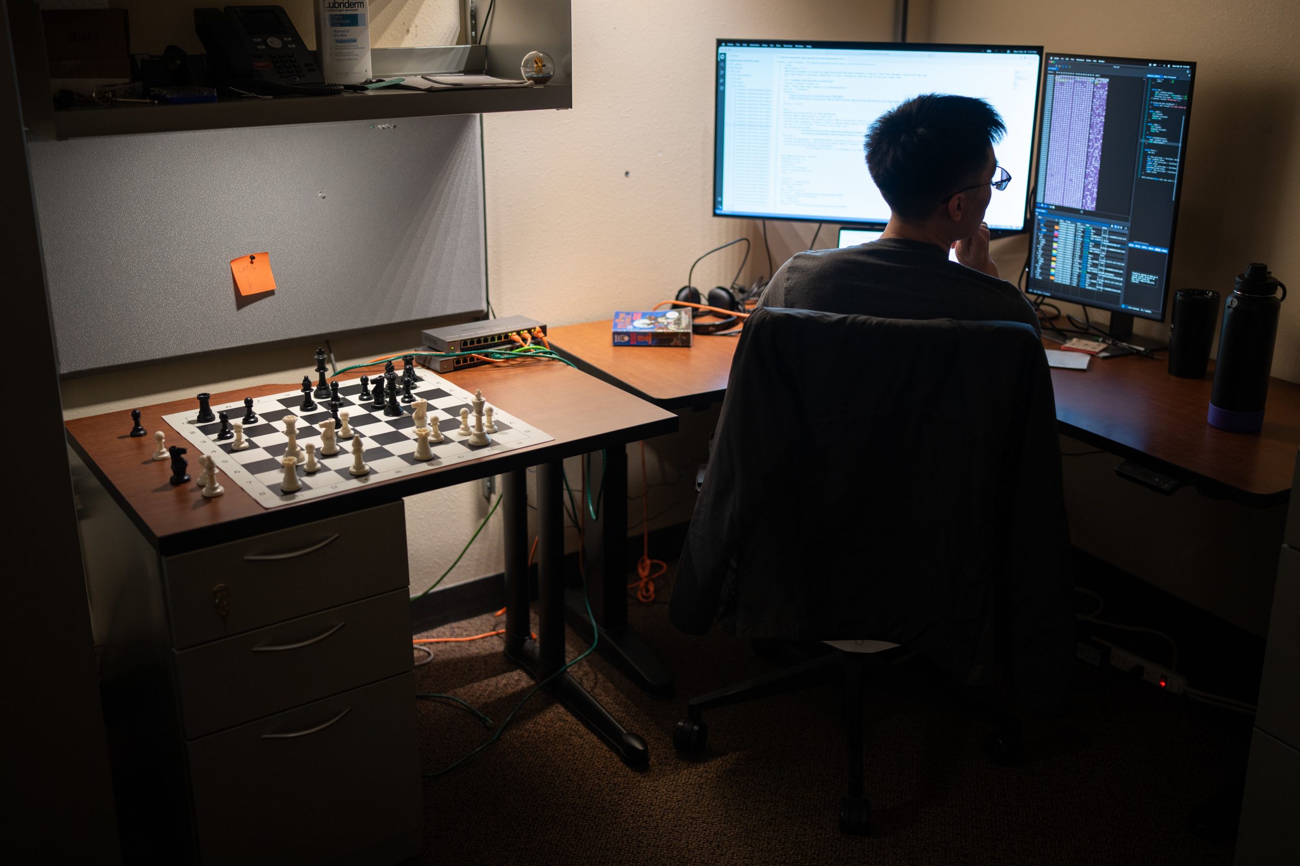 Sandia National Laboratories cybersecurity expert Kinsleigh Wong keeps a chess board in his office when he needs to take mental break. Wong, a past resident, now serves as a mentor for Sandia’s cyber residency program. 
