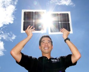 <strong>Sandia National Laboratories' scientist Cliff Ho created the Solar Glare Hazard Analysis tool, now named SolarForge, which is used by tens of thousands of customers a year to analyze solar glare and optimize placement of solar installations.</strong> (Photo by Randy Montoya) Click on the thumbnail for a high-resolution image. 
