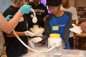 <strong>Students study the composition, structure, and properties of matter through a hands-on experiment during the 2024 HMTech program.</strong> (Photo courtesy of Sandia National Laboratories) Click on the thumbnail for a high-resolution image.