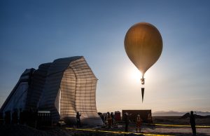 <strong>Sandia National Laboratories researchers launch a balloon carrying a scaled down version of Aires Tide. After its ascent, the balloon dropped the payload to allow researchers to collect flight data at high speeds. </strong>(Photo by Craig Fritz) Click on the thumbnail for a high-resolution image.