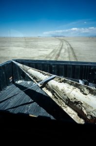 <strong>Following the test, the Sandia National Laboratories team retrieved and transported Aires Tide for further analysis. </strong>(Photo by Craig Fritz) Click on the thumbnail for a high-resolution image.