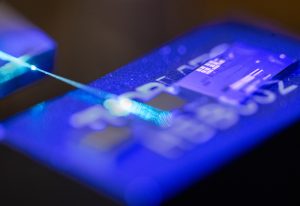 Laser shines on chip