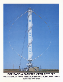 Vertical axis turbine from Sandia's Bushland test site