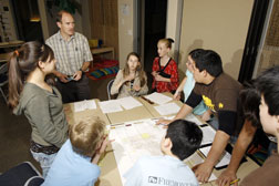 Sandia chemist Tim Shepodd helps guide a discussion on emergency preparedness.