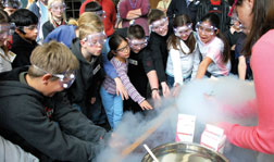 The students here, from Albuquerque's Bellehaven Elementary School, are participating in a "CSI"-type science lesson