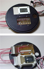 Top and bottom of a single-cell MICA platform array and cell sorter