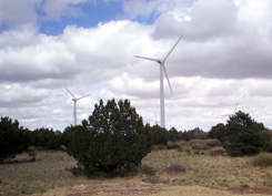 This wind farm on the Aragonne Mesa  southwest of Santa Rosa, N.M. is similar to the type that might be built on Kirtland Air Force Base. 