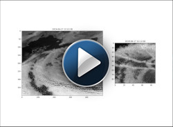 Satellite images of ship tracks with a play button 