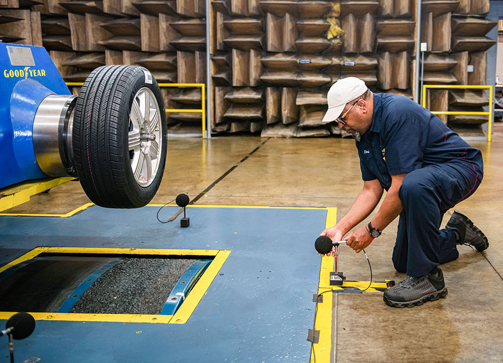 Sandia National Laboratories and the Goodyear Tire & Rubber Co. have developed a virtual way to test how noisy a tire will be on the road before any physical testing.